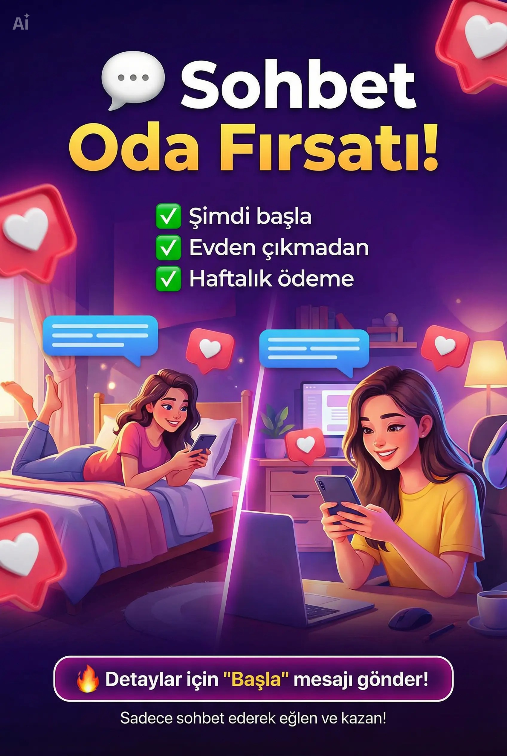 Bayan Görüntülü Sohbet Operatörü Aranıyor! 19+ Yaş, Esnek Saatlerde Ek Gelir Logosu